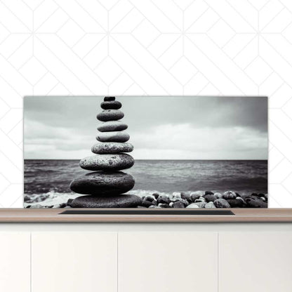 Spatscherm - Stenen in balans