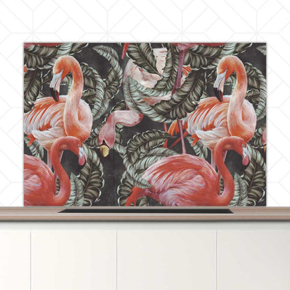 Spatscherm - Tropische flamingo’s