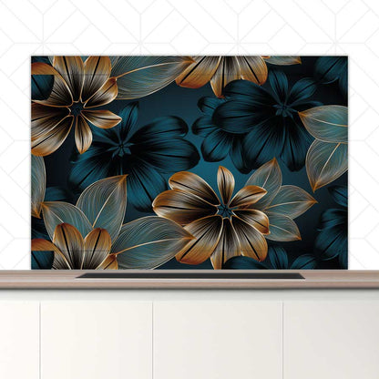 Spatscherm - Gouden bloemen