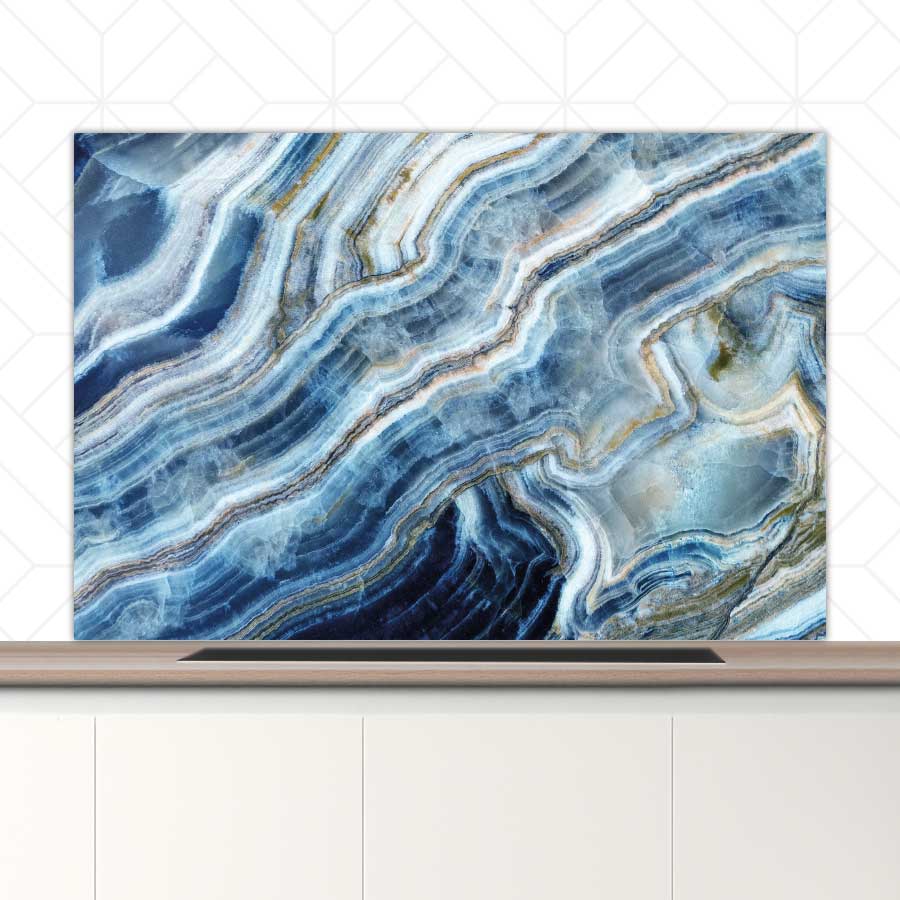 Spatscherm - Marmer natuurlijk blauw