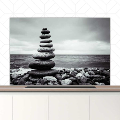 Spatscherm - Stenen in balans