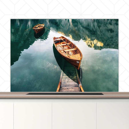 Spatscherm - Boten op een meer