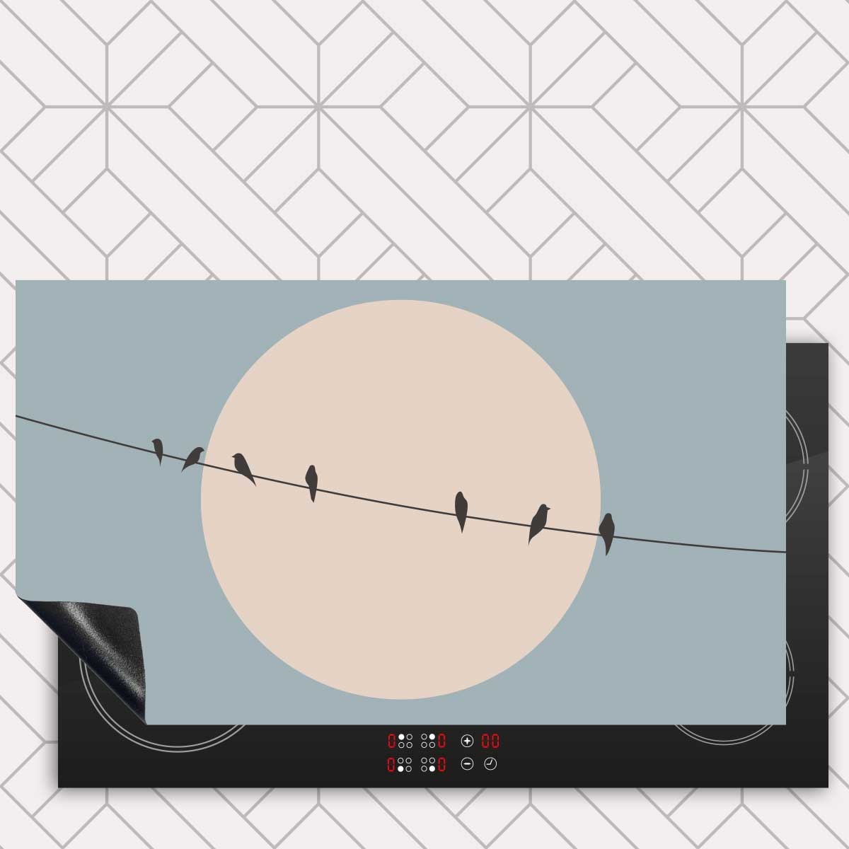 Inductie beschermer - Vogels op een draad