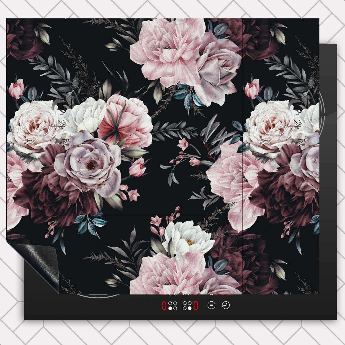 Inductie beschermer - Floral roze