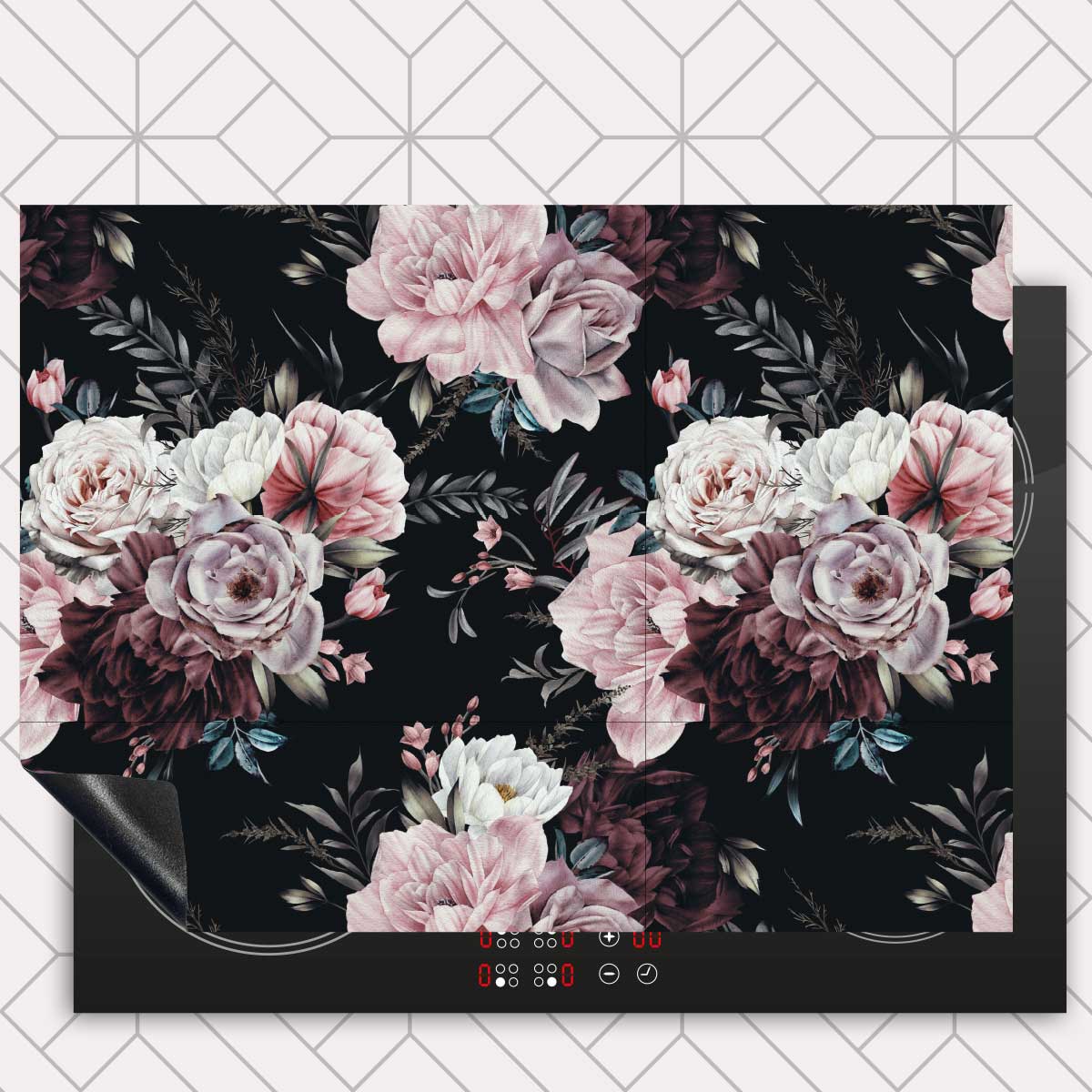 Inductie beschermer - Floral roze