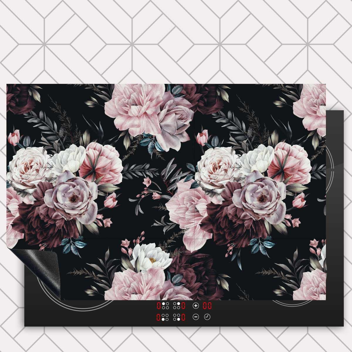 Inductie beschermer - Floral roze