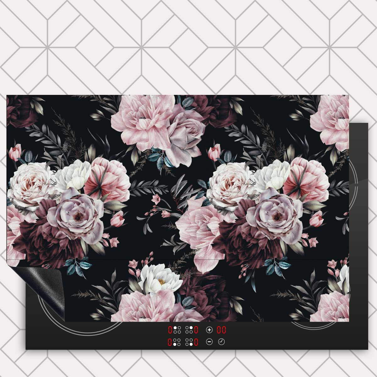 Inductie beschermer - Floral roze