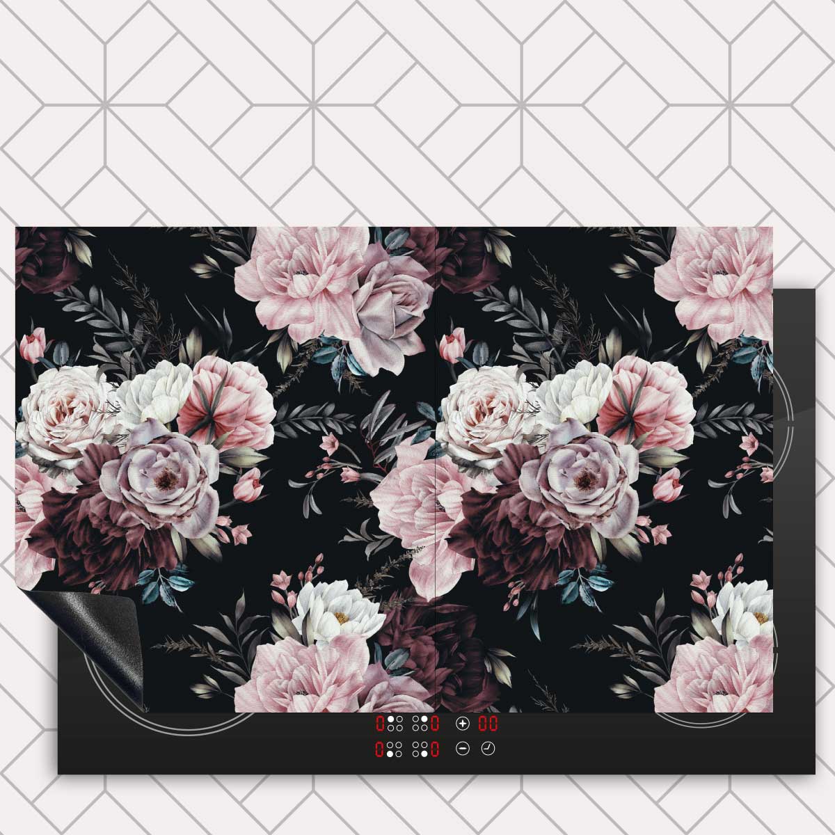 Inductie beschermer - Floral roze