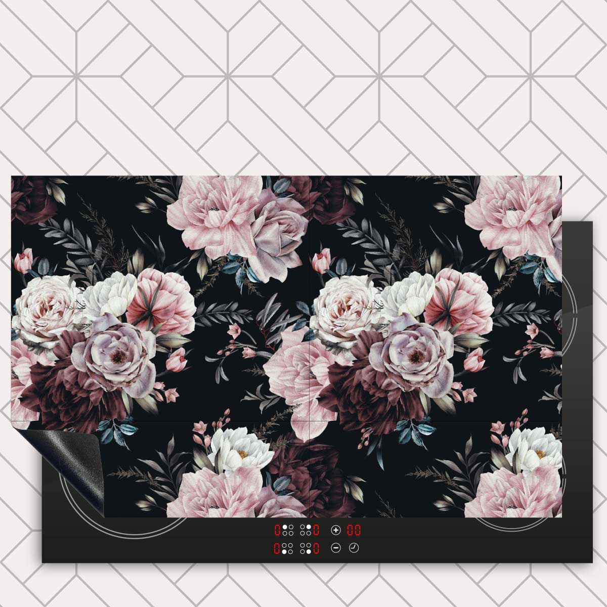 Inductie beschermer - Floral roze