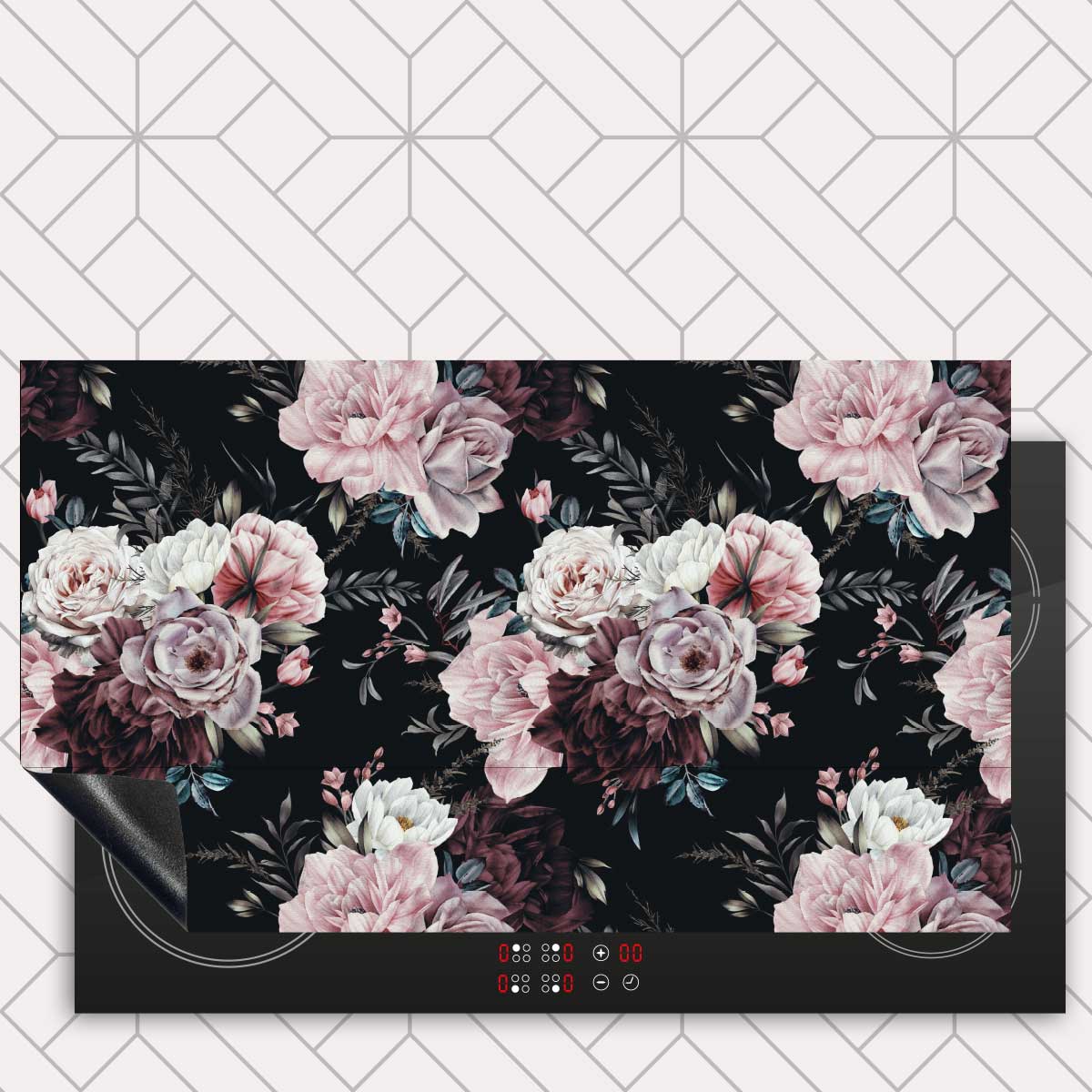 Inductie beschermer - Floral roze