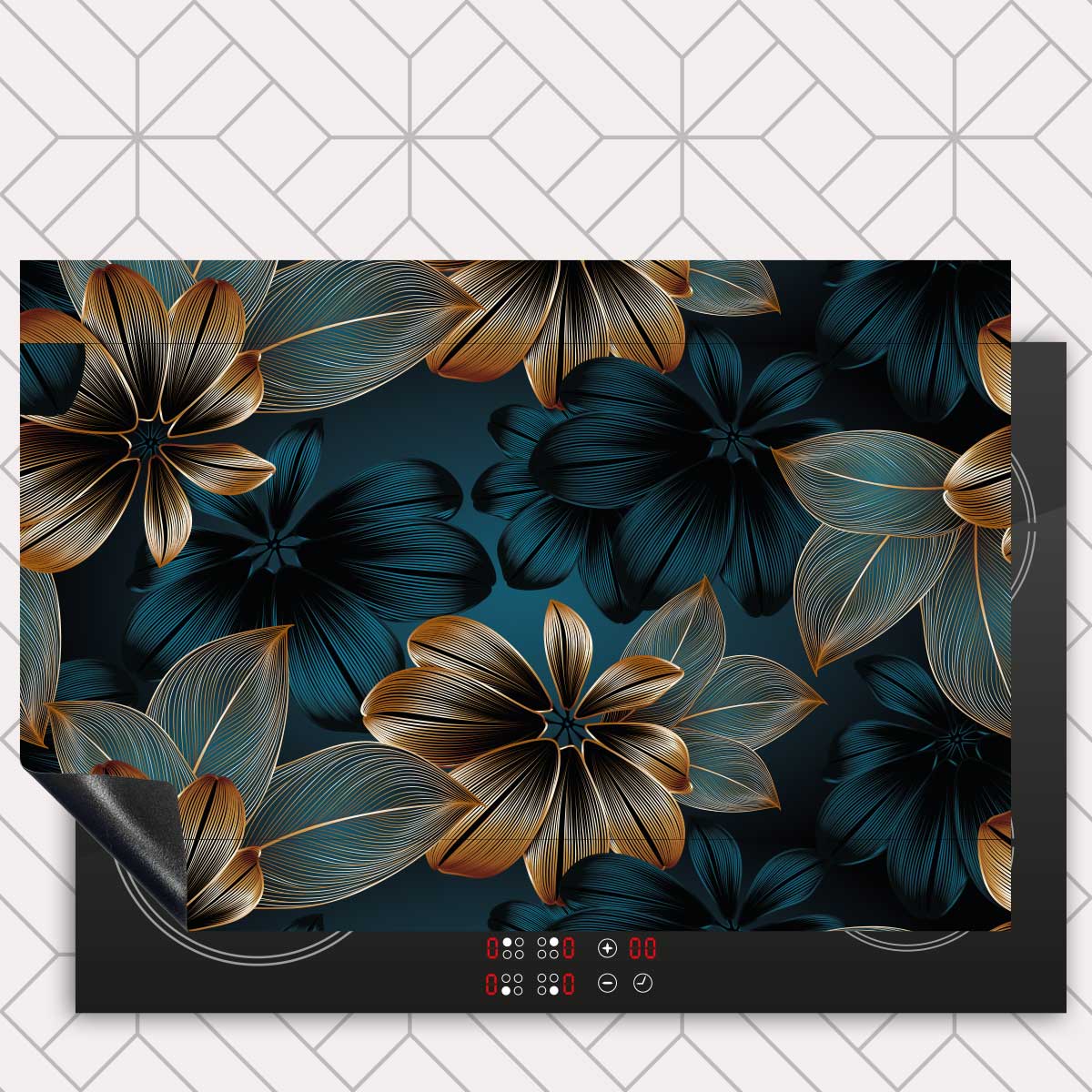 Inductie beschermer - Gouden bloemen