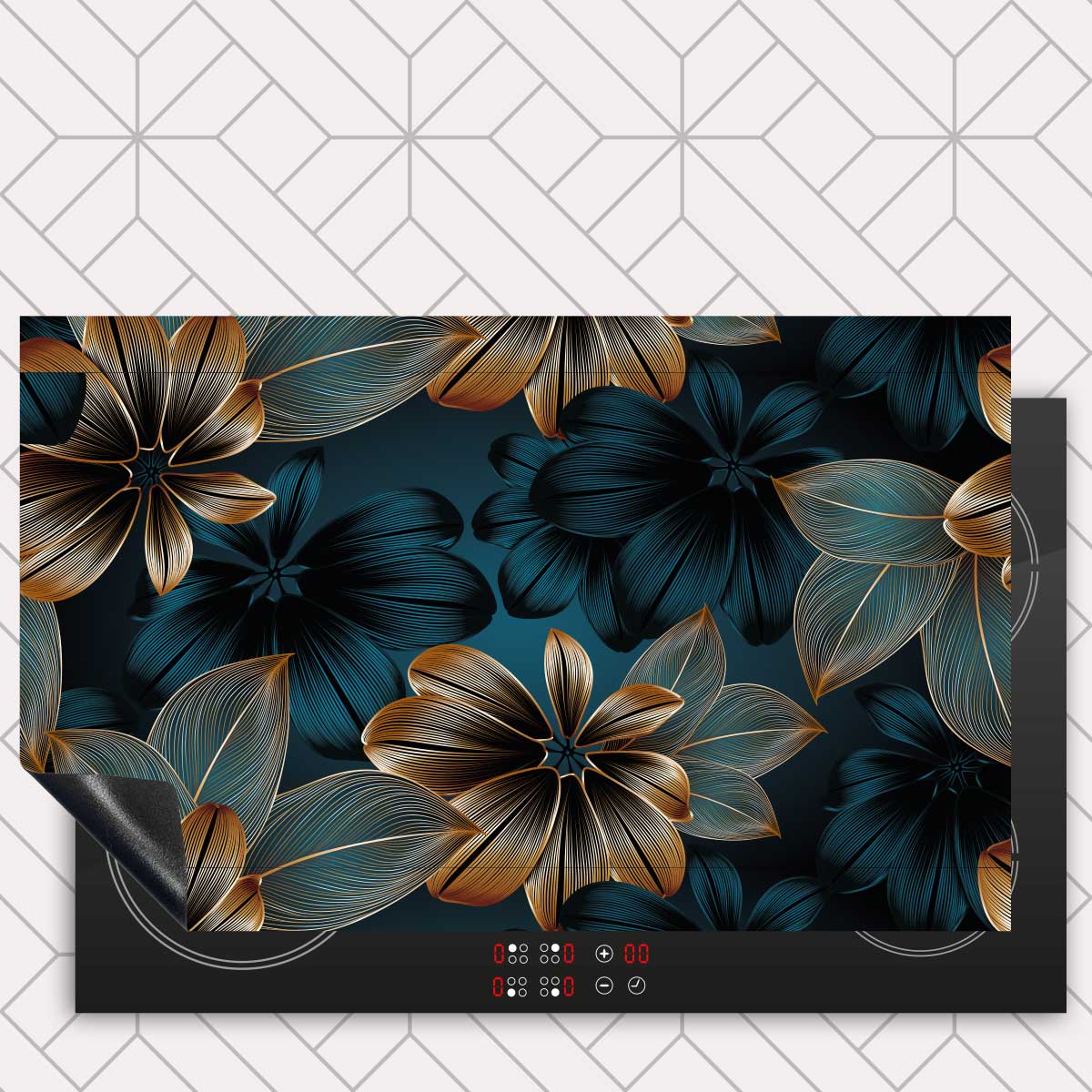 Inductie beschermer - Gouden bloemen