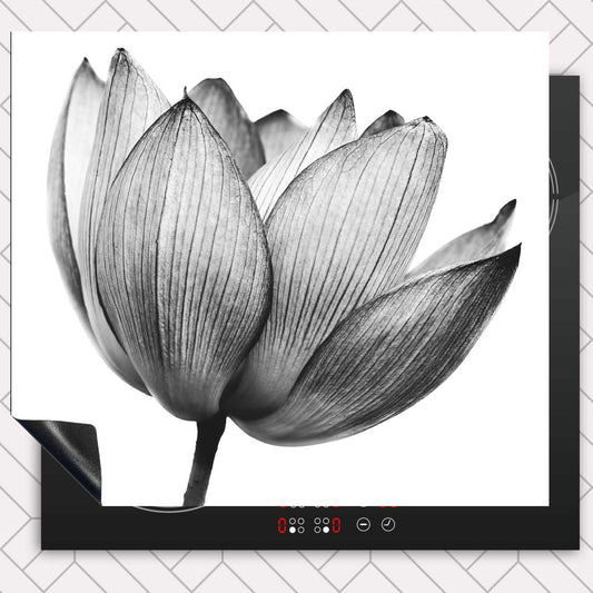 Inductie beschermer - Lotus in zwart-wit