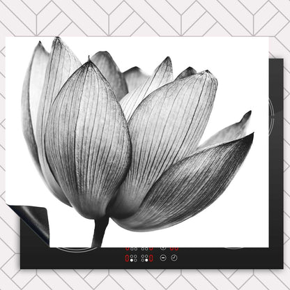 Inductie beschermer - Lotus in zwart-wit