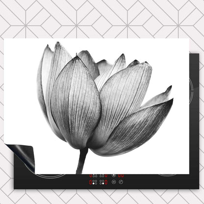 Inductie beschermer - Lotus in zwart-wit