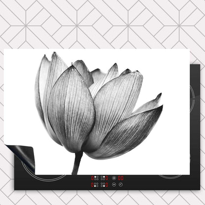Inductie beschermer - Lotus in zwart-wit