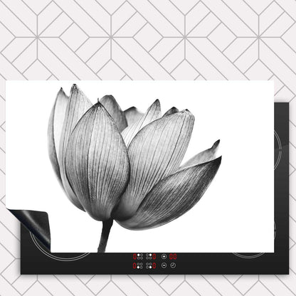 Inductie beschermer - Lotus in zwart-wit