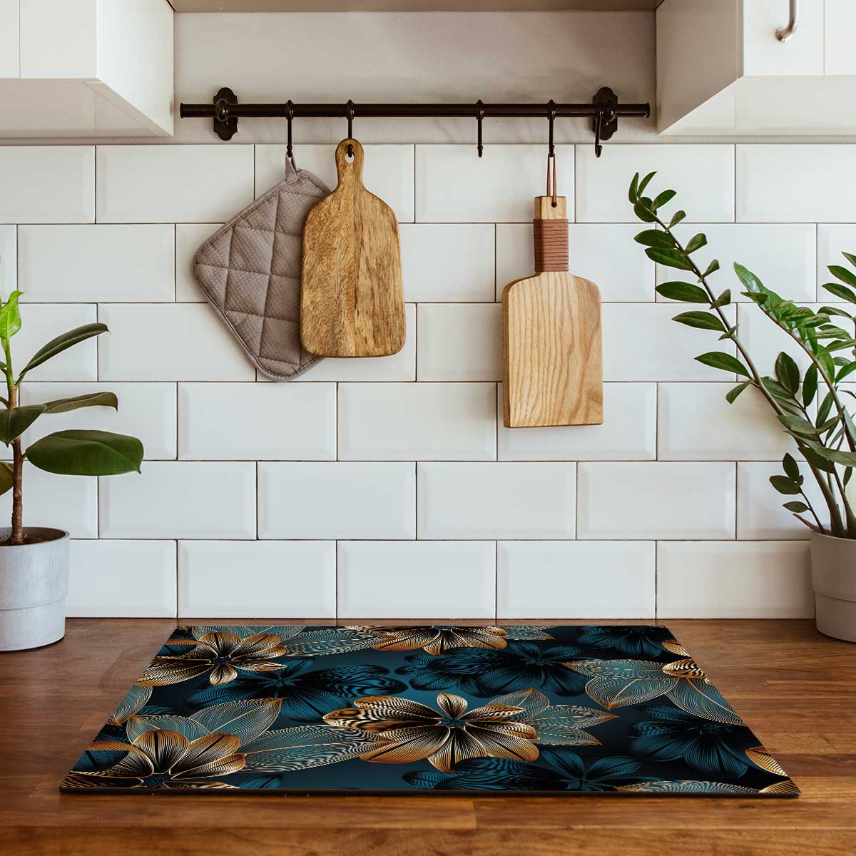 Inductie beschermer - Gouden bloemen