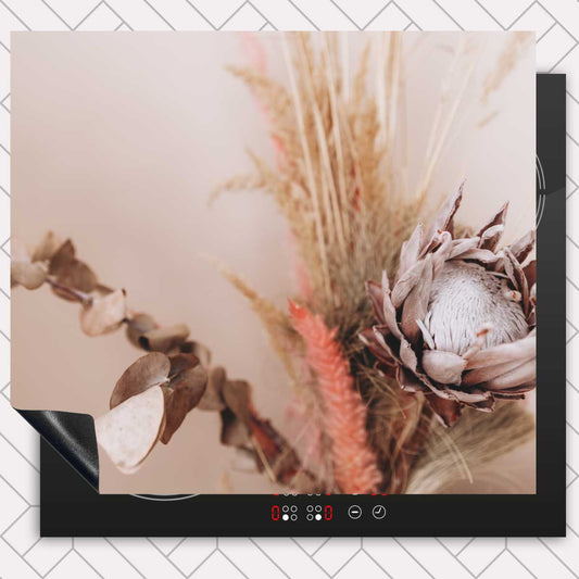 Inductie beschermer - Droogbloemen Zacht Beige