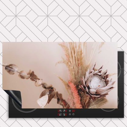 Inductie beschermer - Droogbloemen Zacht Beige