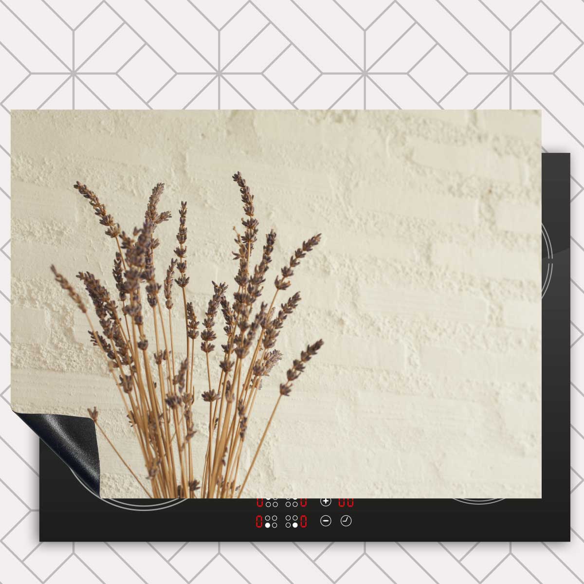 Inductie beschermer - Droogbloemen Rustiek Beige