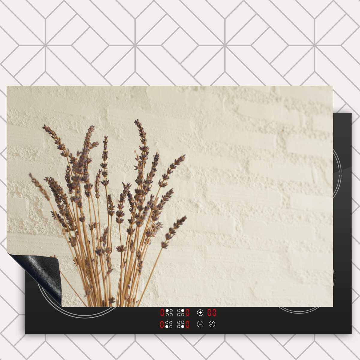 Inductie beschermer - Droogbloemen Rustiek Beige