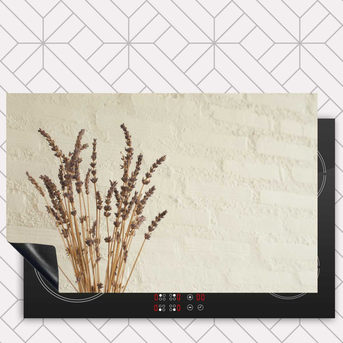 Inductie beschermer - Droogbloemen Rustiek Beige