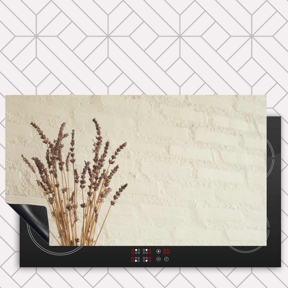 Inductie beschermer - Droogbloemen Rustiek Beige