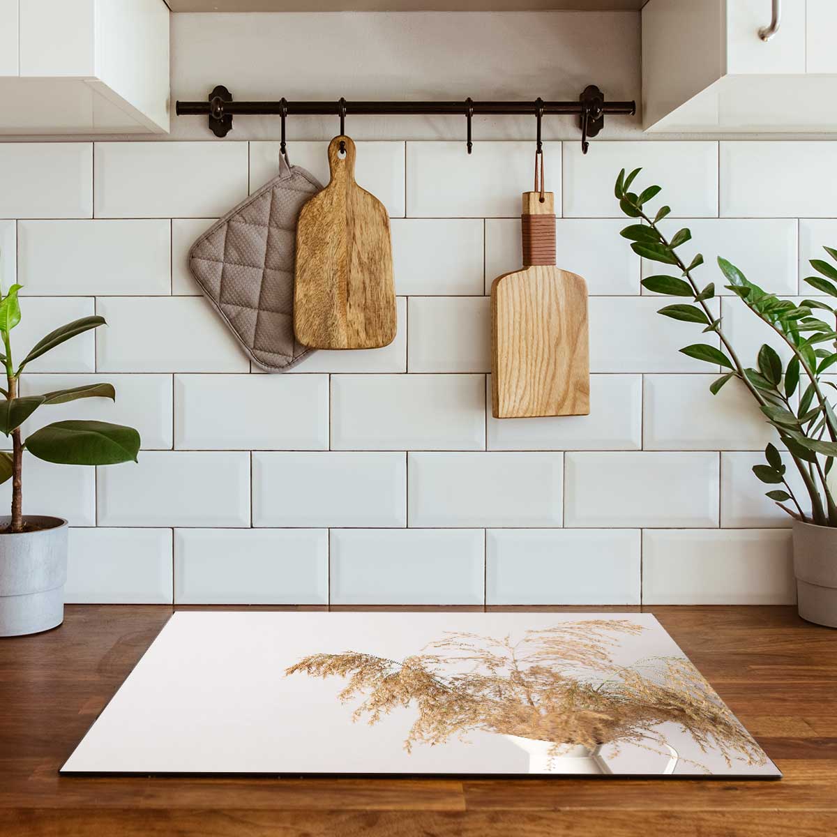 Inductie beschermer - Droogbloemen Calm Beige
