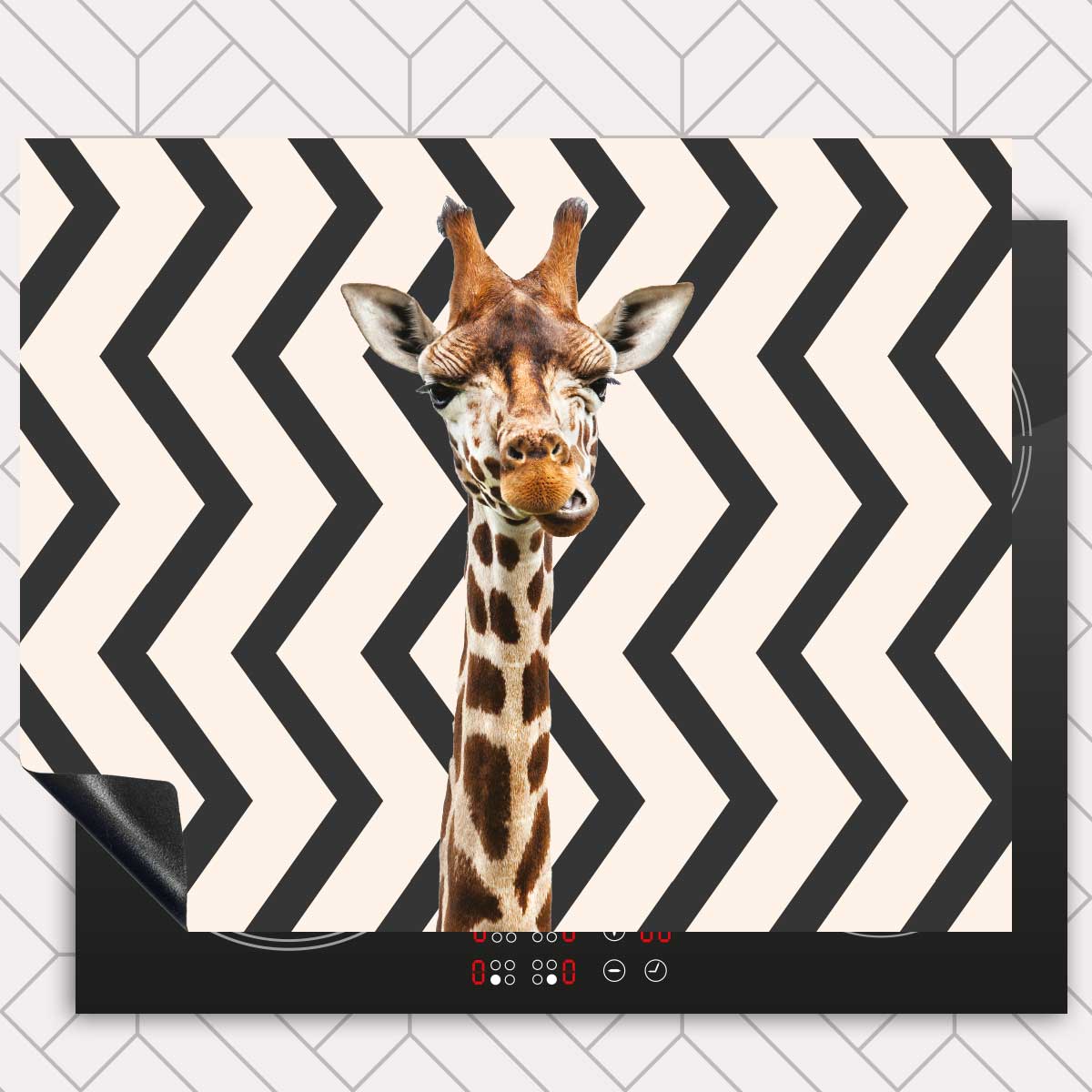 Inductie beschermer - Funny giraf zigzag