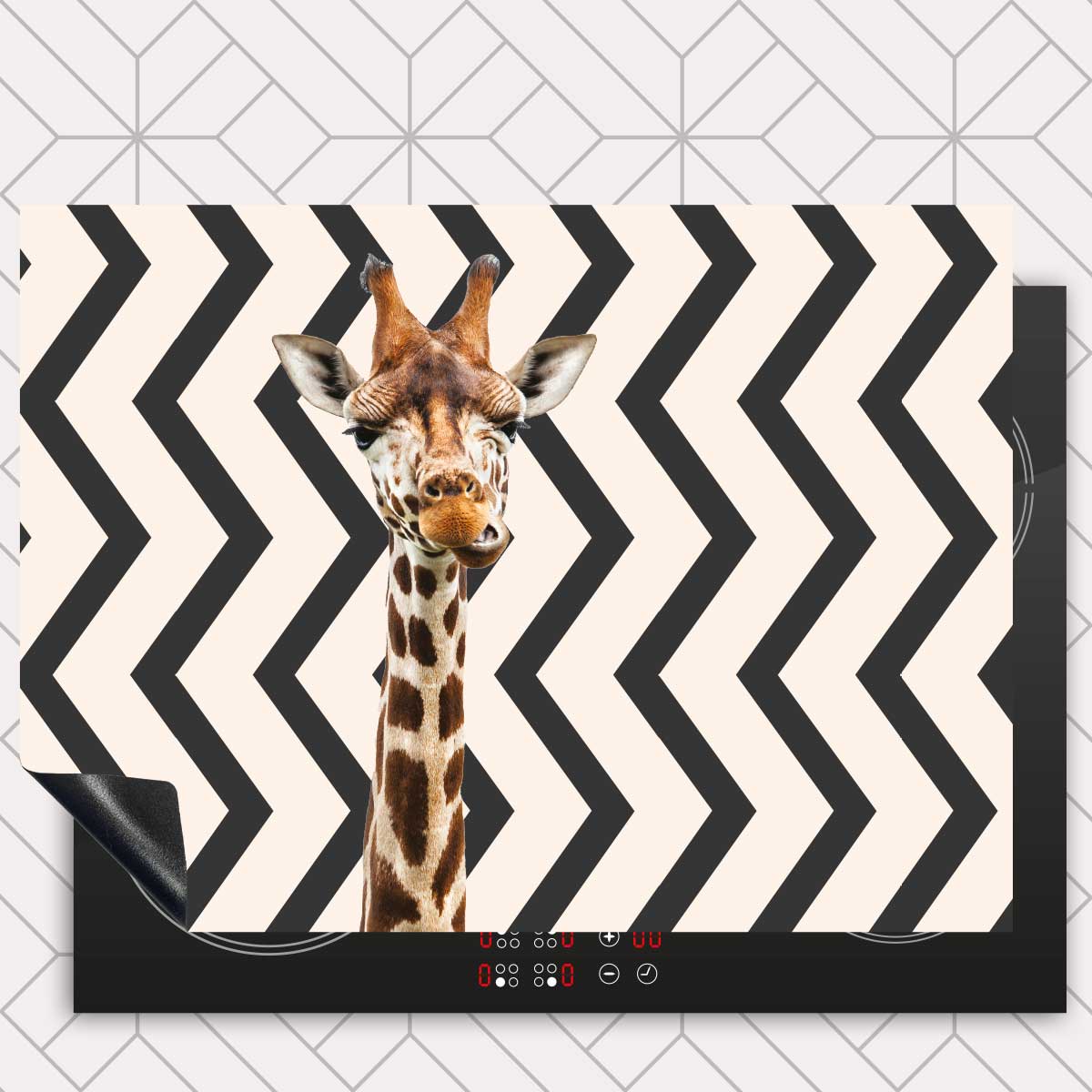 Inductie beschermer - Funny giraf zigzag
