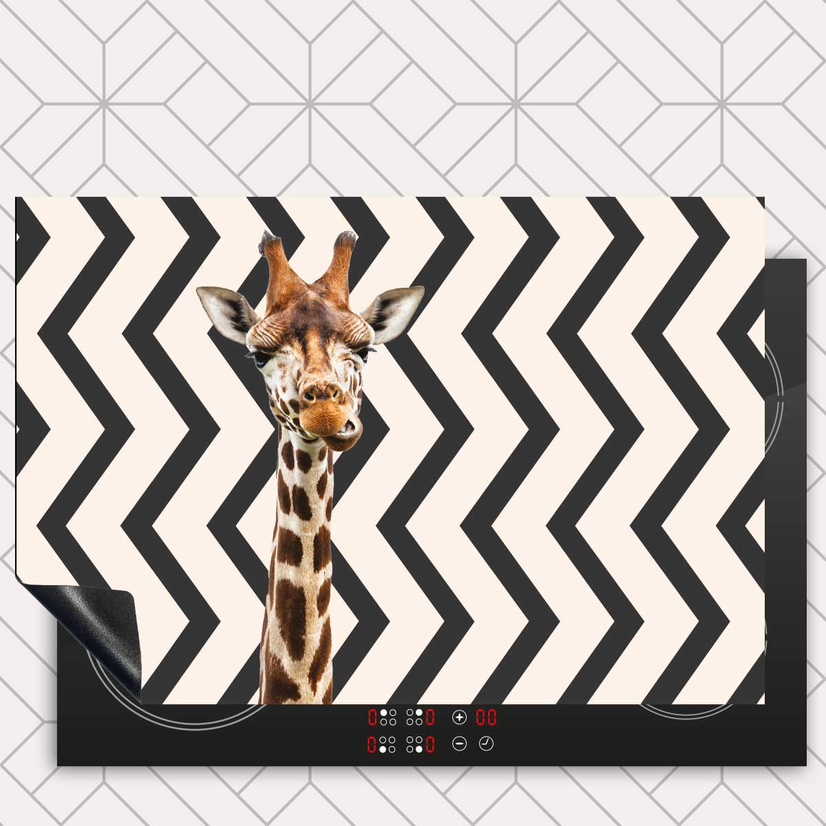 Inductie beschermer - Funny giraf zigzag