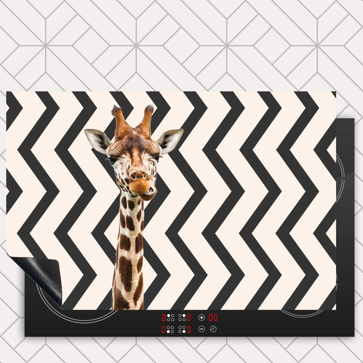 Inductie beschermer - Funny giraf zigzag