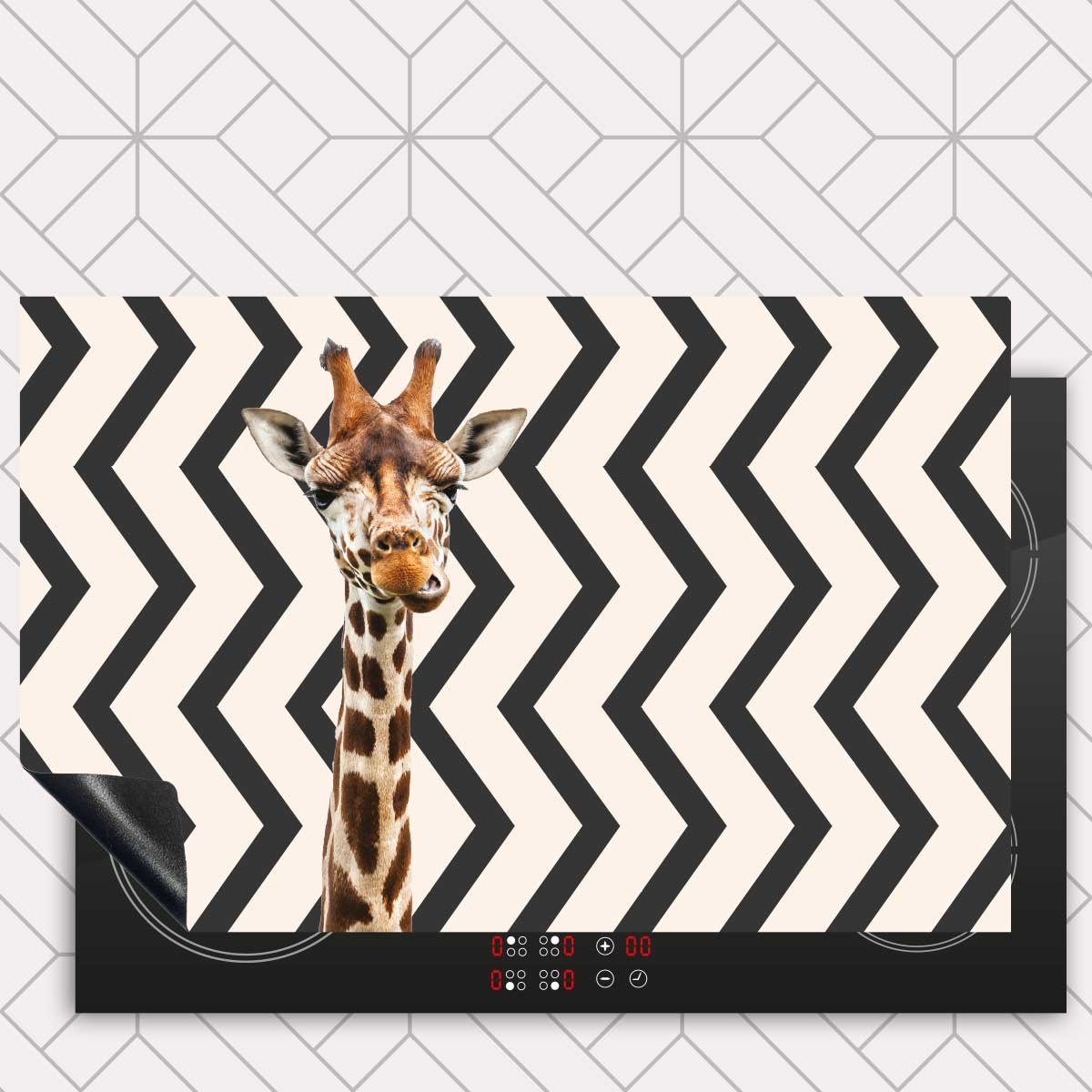 Inductie beschermer - Funny giraf zigzag