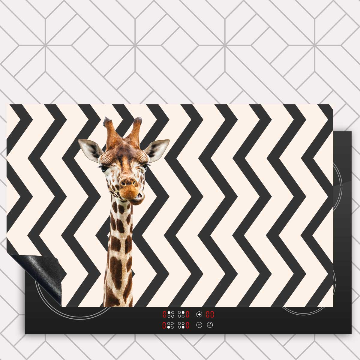 Inductie beschermer - Funny giraf zigzag