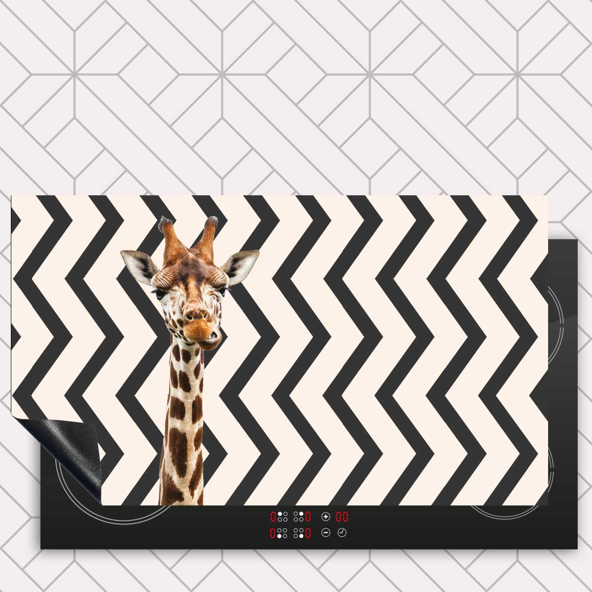 Inductie beschermer - Funny giraf zigzag