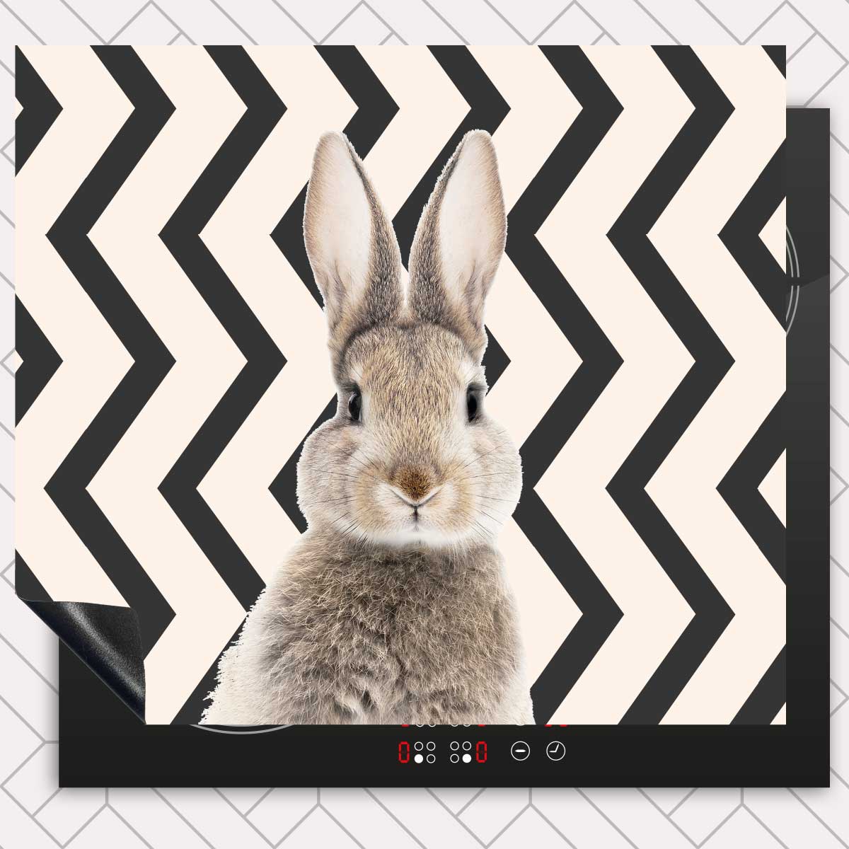 Inductie beschermer - Funny konijn zigzag