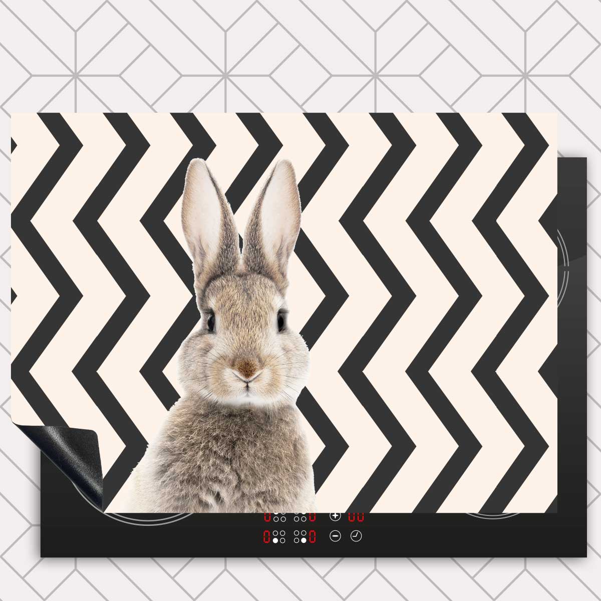 Inductie beschermer - Funny konijn zigzag