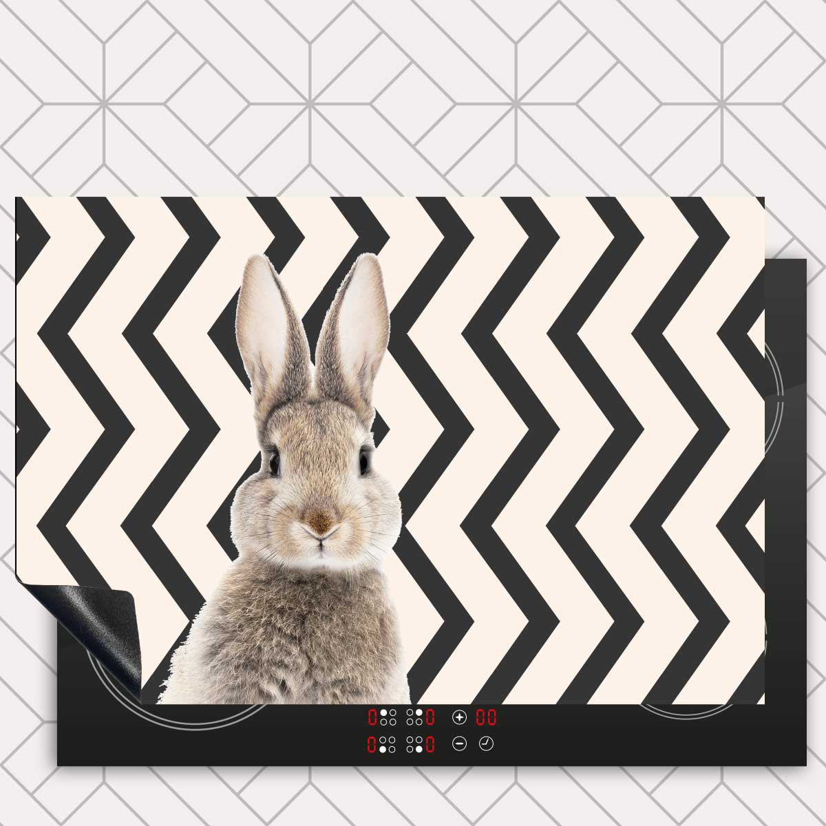 Inductie beschermer - Funny konijn zigzag