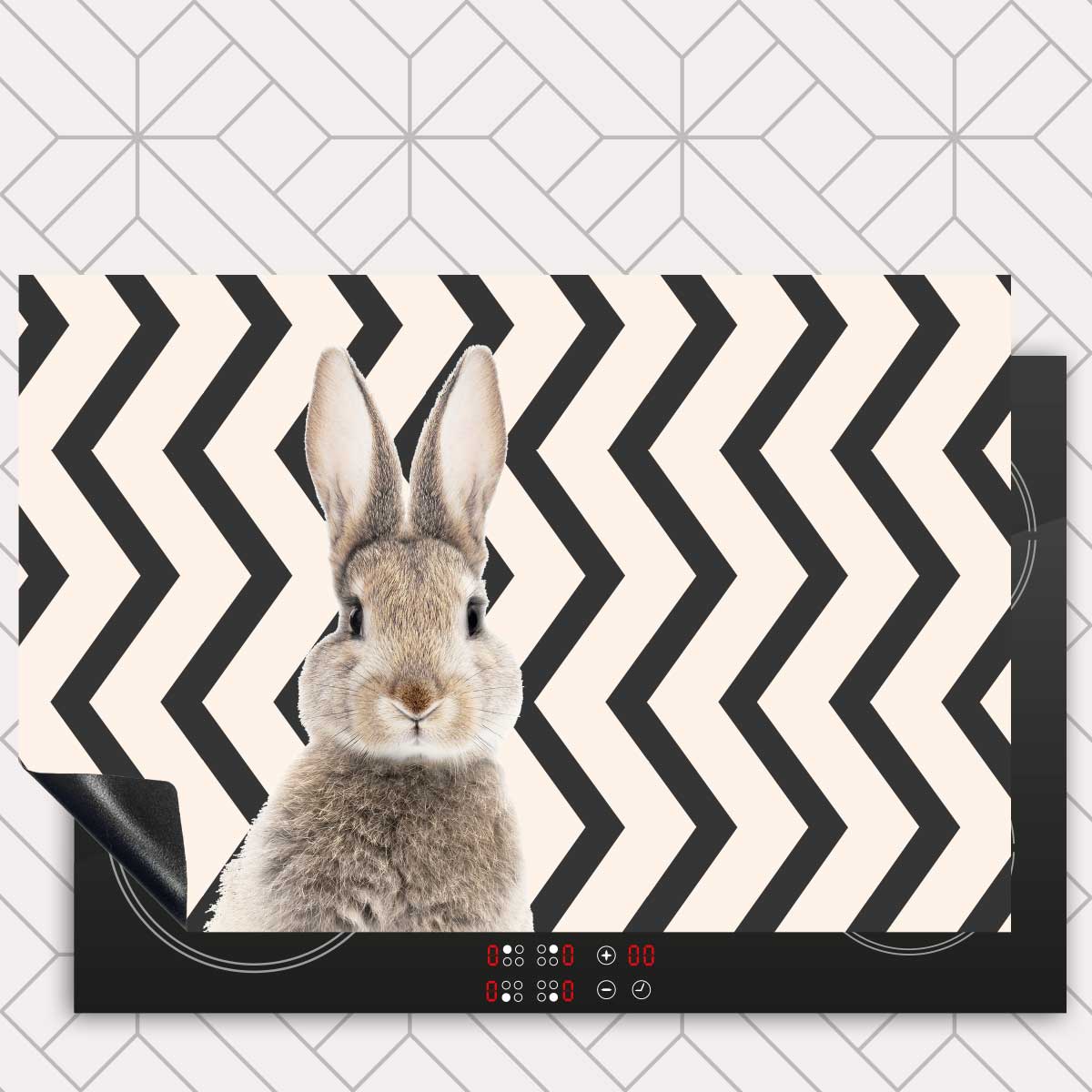 Inductie beschermer - Funny konijn zigzag