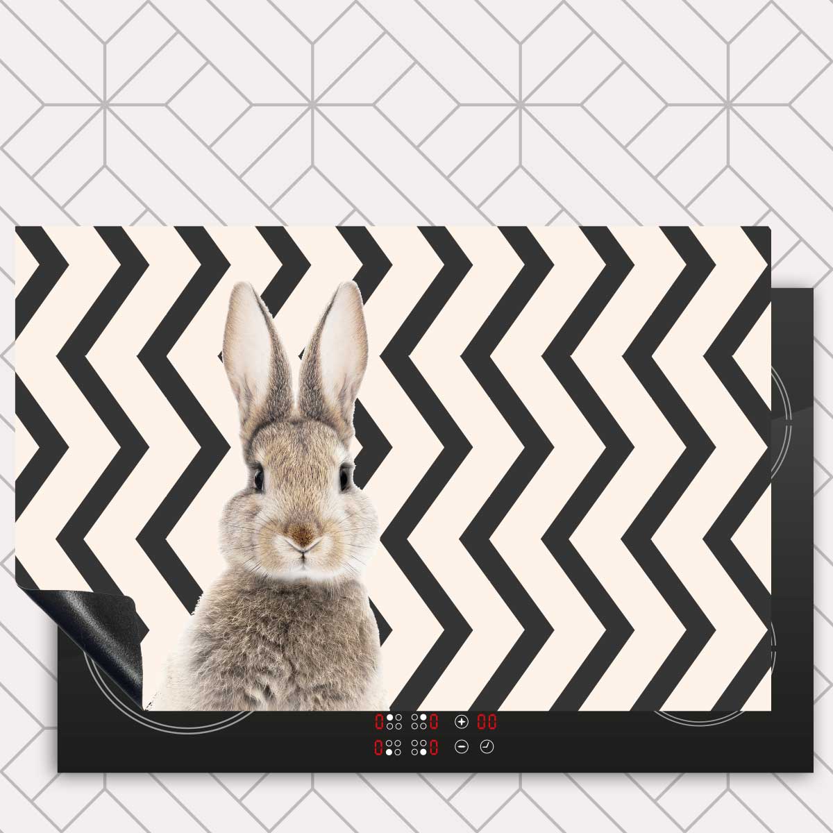 Inductie beschermer - Funny konijn zigzag