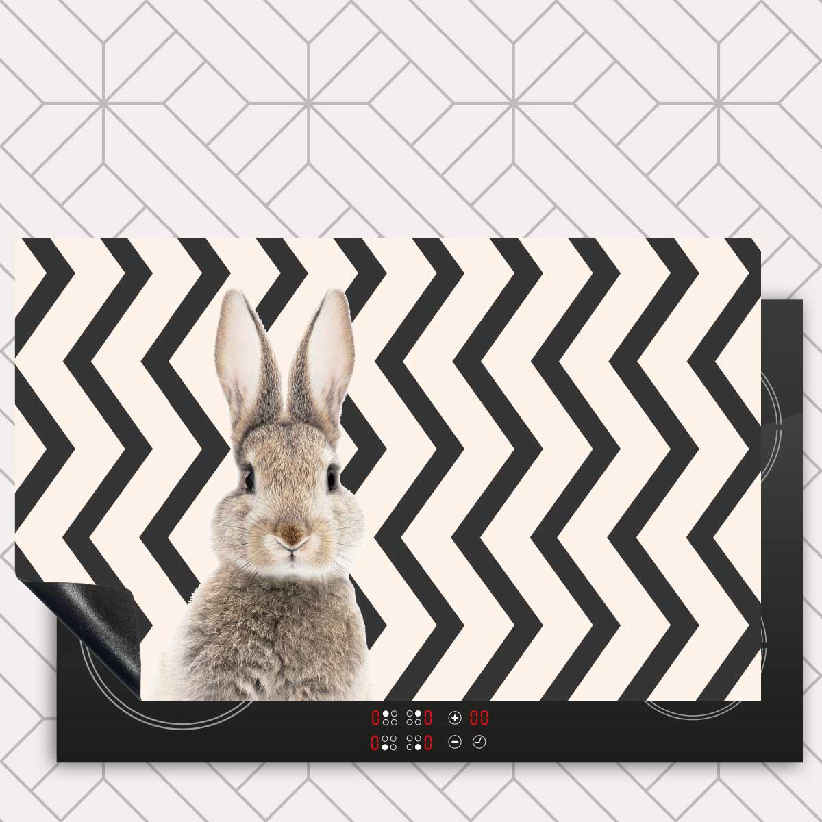 Inductie beschermer - Funny konijn zigzag