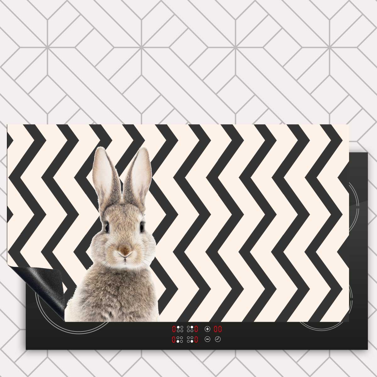 Inductie beschermer - Funny konijn zigzag