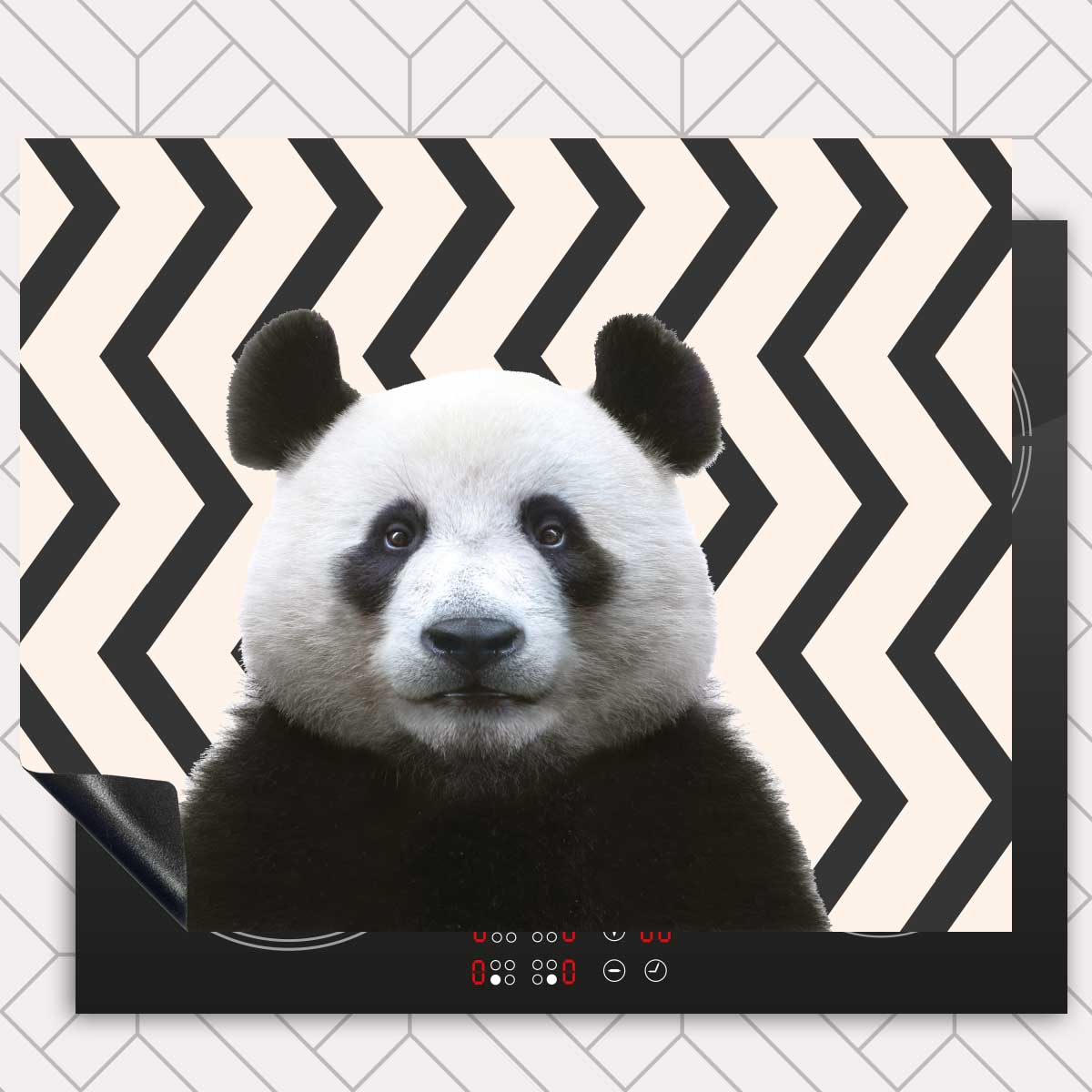 Inductie beschermer - Funny panda zigzag