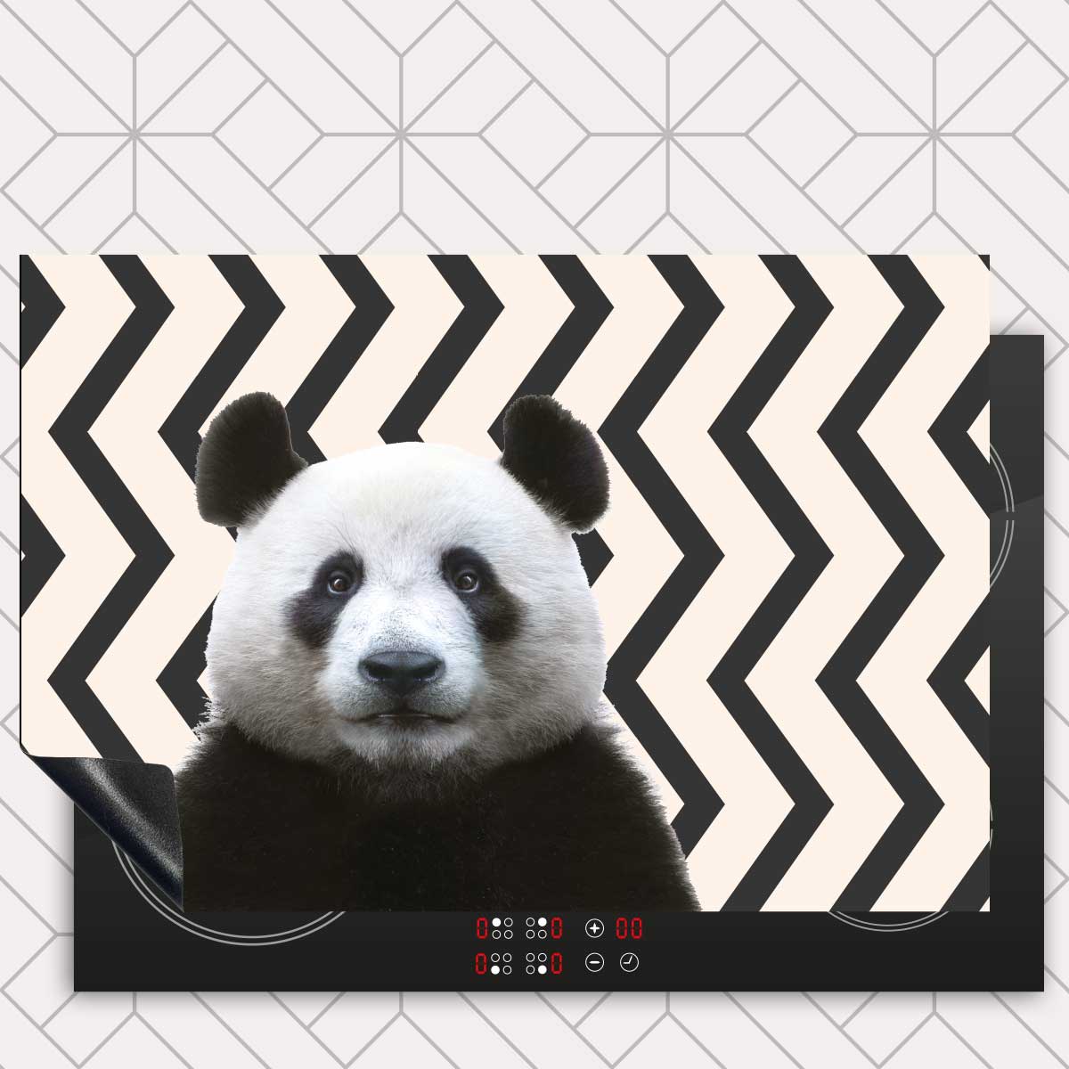 Inductie beschermer - Funny panda zigzag