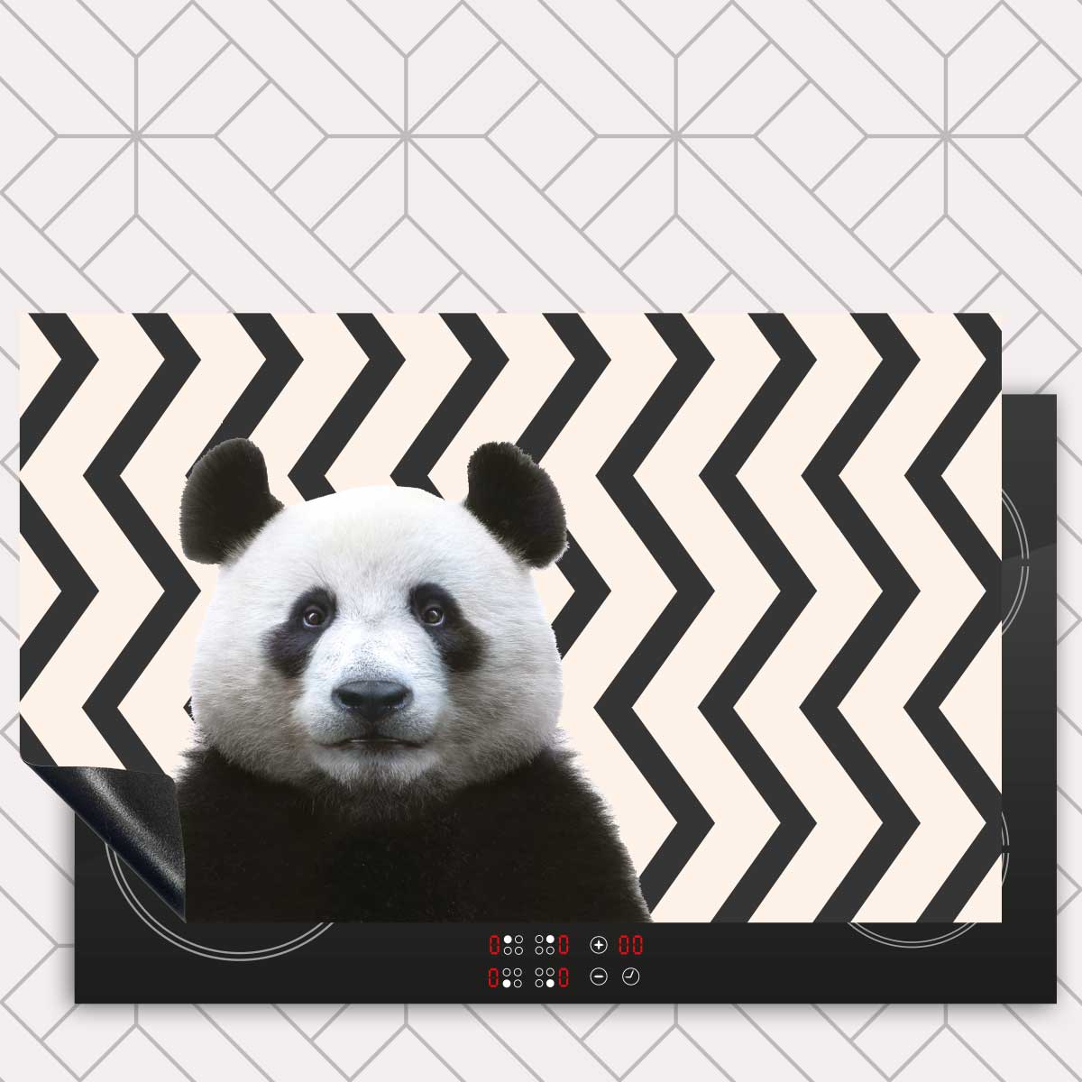 Inductie beschermer - Funny panda zigzag