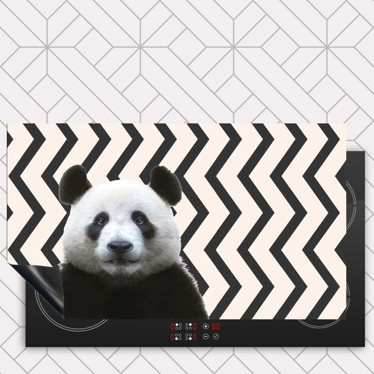 Inductie beschermer - Funny panda zigzag