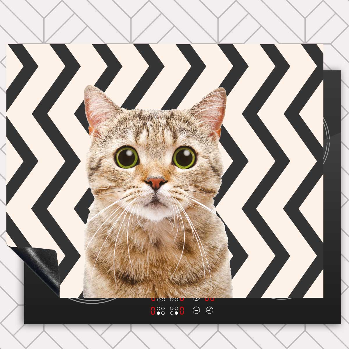Inductie beschermer - Funny kat zigzag