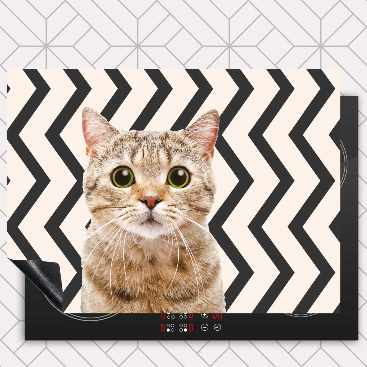 Inductie beschermer - Funny kat zigzag