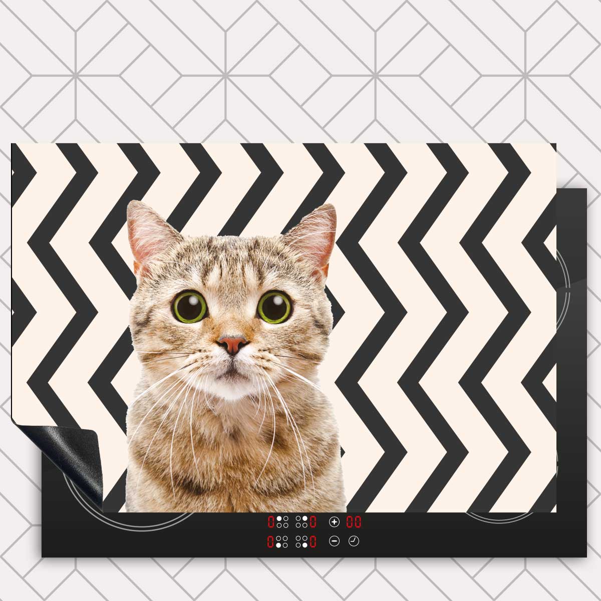 Inductie beschermer - Funny kat zigzag